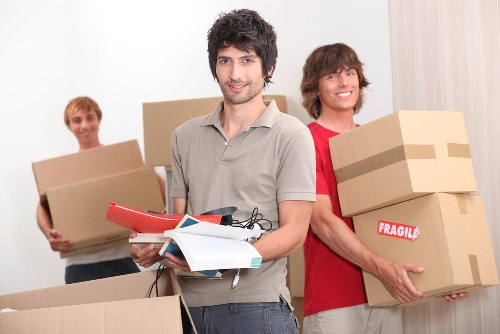 Boxes and furniture prepared for a domestic removals service