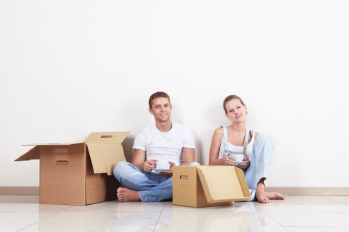 Commercial office move with labelled boxes and furniture transport in Ireland