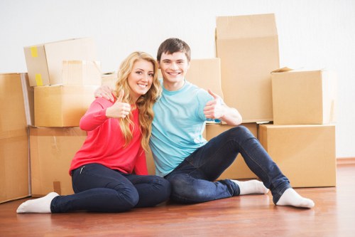 Packed boxes and furniture ready for transport by an Irish removals team